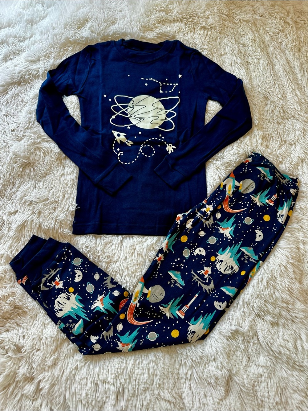Family Feeling Boys Space Astronaut Rocket Pajama Set Size 10 Cotton New